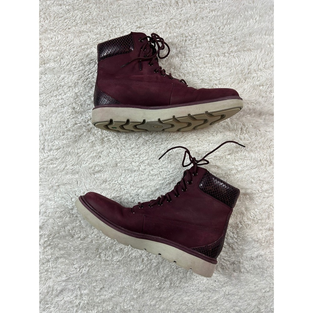 Timberland Kenniston Burgundy Snakeskin accent ankle Boots Size 8 - Picture 3 of 9